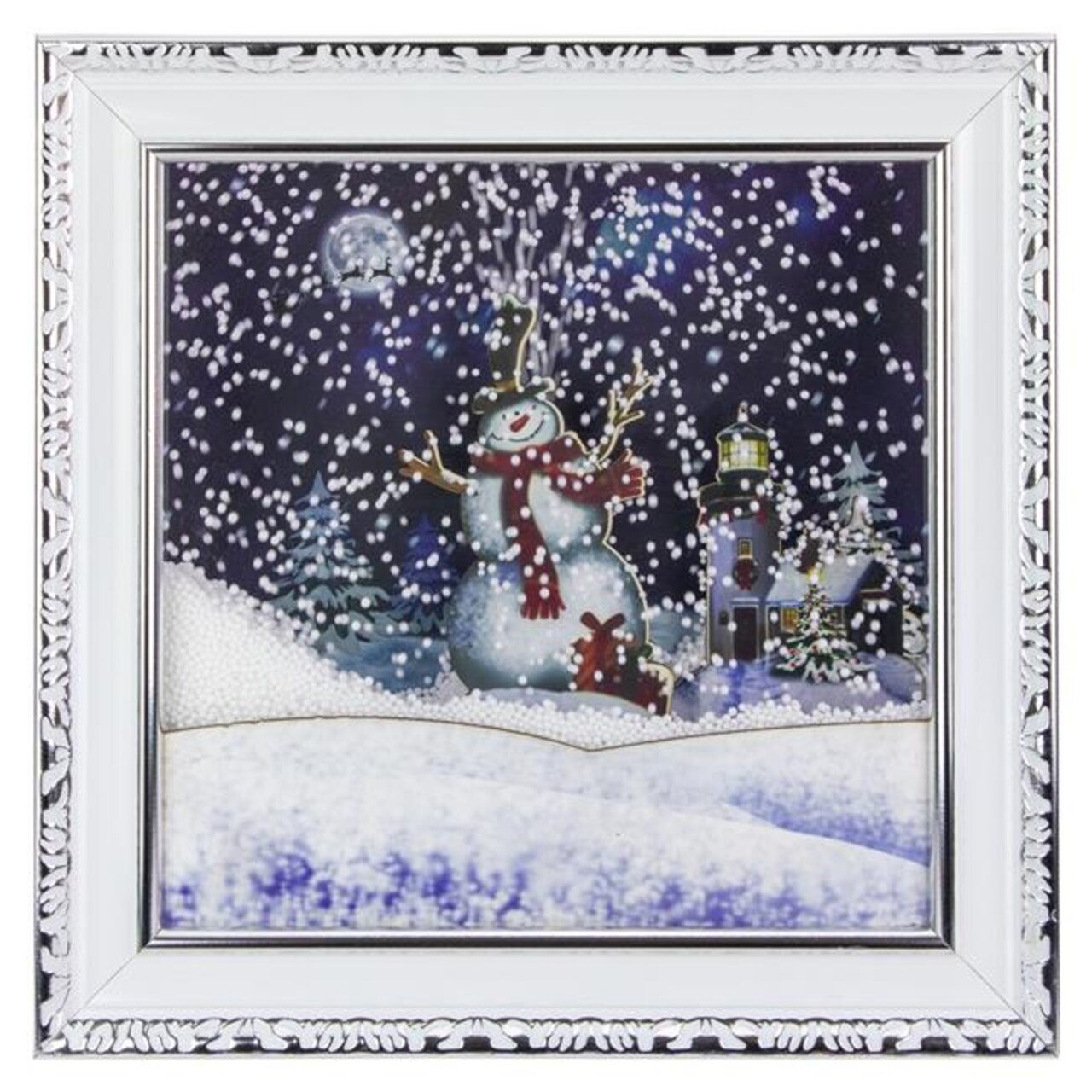 Northlight 34864994 15 in. LED Lighted Musical Snowing Snowman Wall Plaque, Pure White